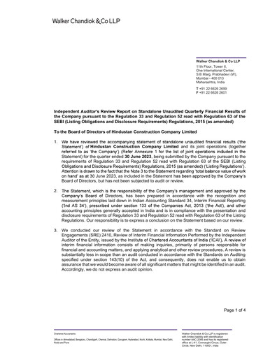 Thumbnail Hindustan Construction Company
 Quarterly Report 2023-q1