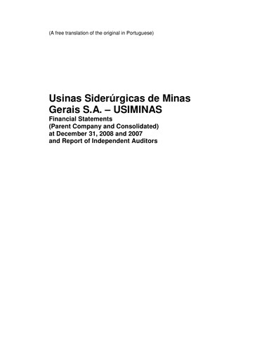 Thumbnail Usiminas Financial Statement 2008