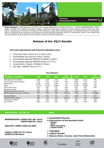 Thumbnail Usiminas Quarterly Report 2014-q2