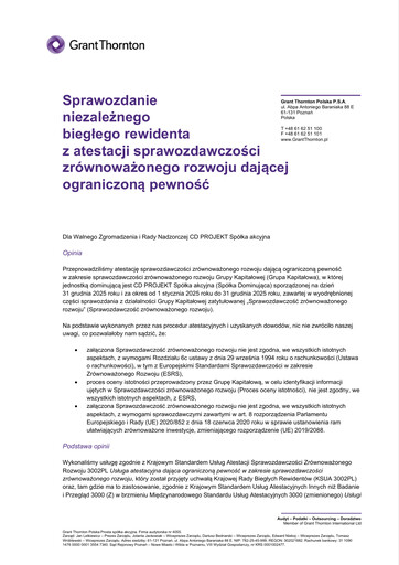 Thumbnail CD Projekt ESG Report 2025