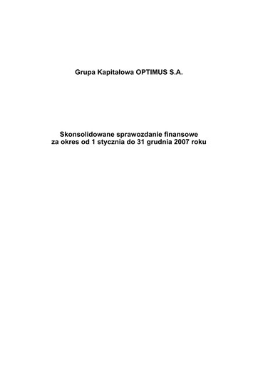 Thumbnail CD Projekt Financial Statement 2007