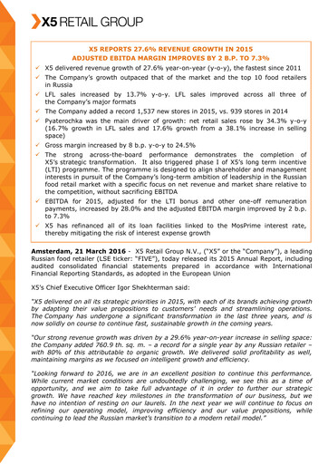 Thumbnail X5 Retail Group Financial Statement 2015