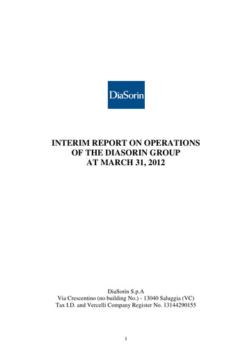 Thumbnail DiaSorin Quarterly Report 2012-q1