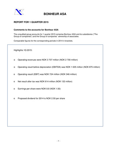 Thumbnail Bonheur ASA Quarterly Report 2015-q1
