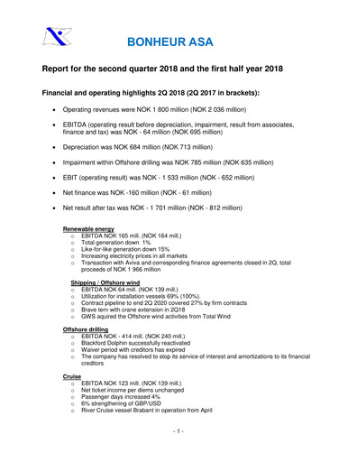 Thumbnail Bonheur ASA Quarterly Report 2018-q2