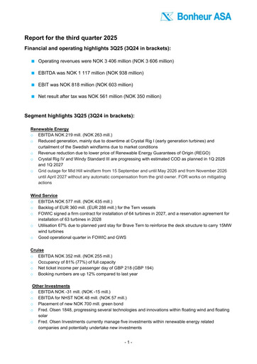Thumbnail Bonheur ASA Quarterly Report 2025-q3