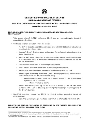 Vorschaubild Ubisoft Finanzbericht 2017-2018