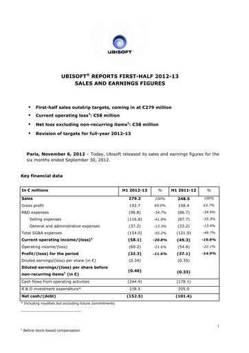 Vorschaubild Ubisoft Halbjahresbericht 2012-h1