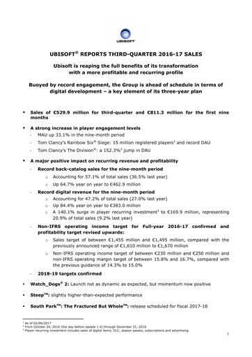 Vorschaubild Ubisoft Quartalsbericht 2016-q3