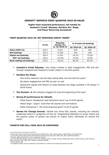 Vorschaubild Ubisoft Quartalsbericht 2019-q1