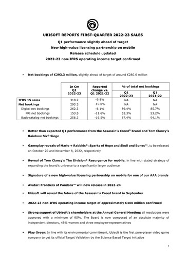 Vorschaubild Ubisoft Quartalsbericht 2022-q1
