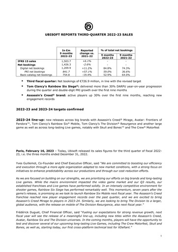 Vorschaubild Ubisoft Quartalsbericht 2022-q3