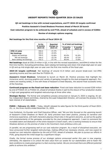 Vorschaubild Ubisoft Quartalsbericht 2024-q3