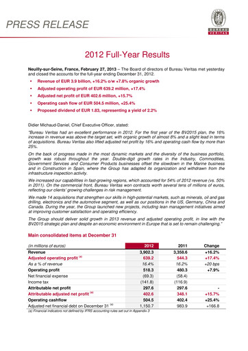 Thumbnail Bureau Veritas Financial Report 2012