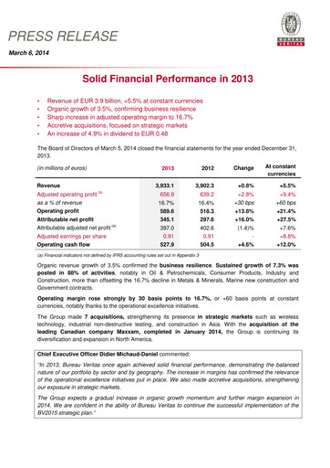 Thumbnail Bureau Veritas Financial Report 2013