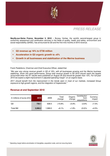 Thumbnail Bureau Veritas Quarterly Report 2010-q3