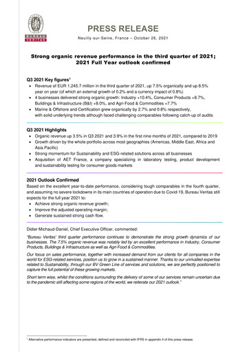 Thumbnail Bureau Veritas Quarterly Report 2021-q3