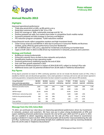 Thumbnail KPN Financial Statement 2013