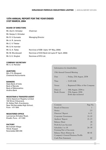 Thumbnail Kirloskar Ferrous Industries Annual Report 2004