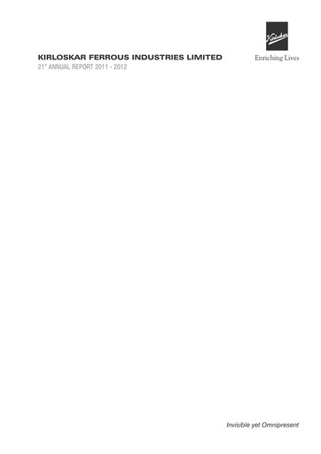 Thumbnail Kirloskar Ferrous Industries Annual Report 2012