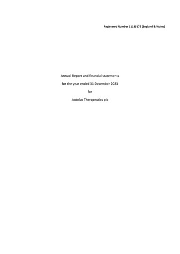 Thumbnail Autolus Therapeutics Annual Report 2023