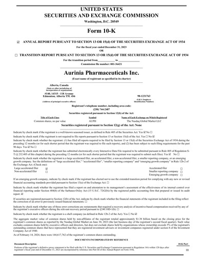 Vorschaubild Aurinia Pharmaceuticals
 Jahresbericht 2023