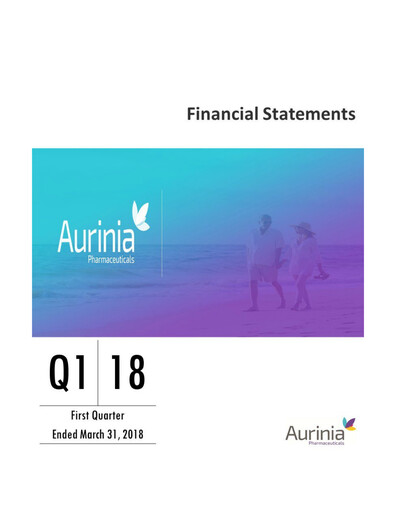Thumbnail Aurinia Pharmaceuticals
 Quarterly Report 2018-q1
