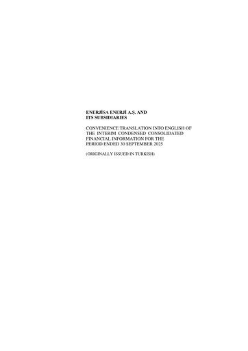 Thumbnail Enerjisa Enerji
 Financial Statement 2025-9m