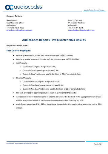 Thumbnail AudioCodes Quarterly Report 2024-q1