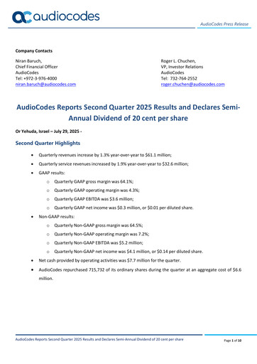 Thumbnail AudioCodes Quarterly Report 2025-q2