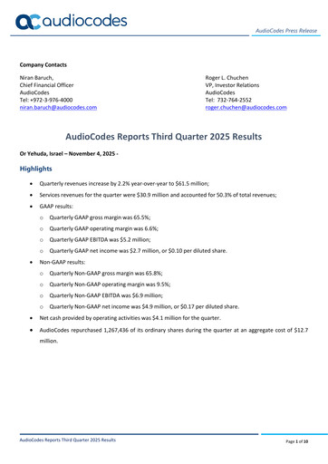 Thumbnail AudioCodes Quarterly Report 2025-q3