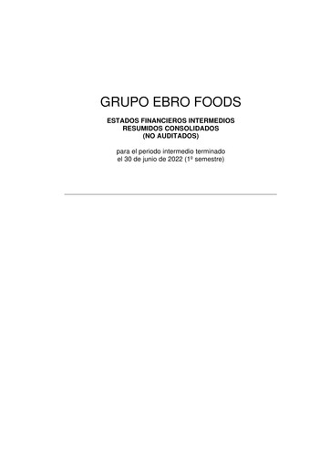 Thumbnail Ebro Foods
 Financial Report 2022-h1