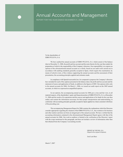 Thumbnail Ebro Foods
 Financial Statement 2006