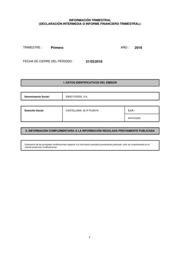 Thumbnail Ebro Foods
 Quarterly Report 2018-q1