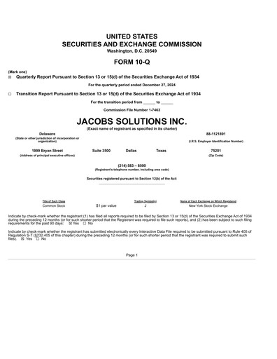 Vorschaubild Jacobs Engineering Quartalsbericht 2025-q1