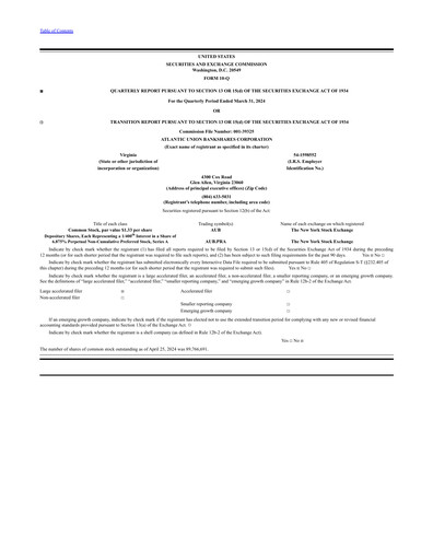 Thumbnail Atlantic Union Bankshares Quarterly Report 2024-q1