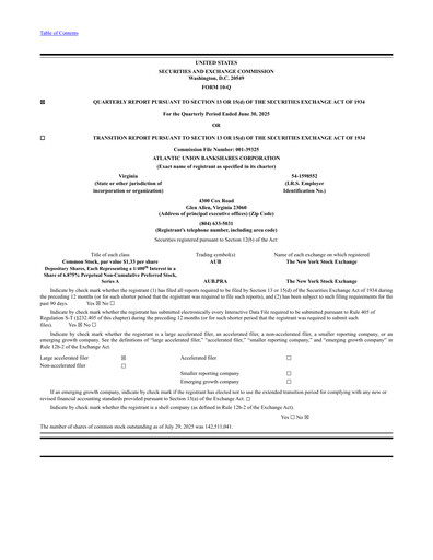 Thumbnail Atlantic Union Bankshares Quarterly Report 2025-q2