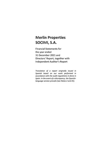 Thumbnail Merlin Properties
 Financial Statement 2021