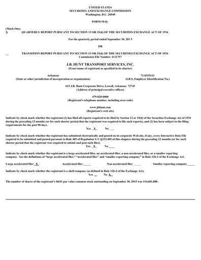Vorschaubild J. B. Hunt
 Finanzmitteilung 2015-q3
