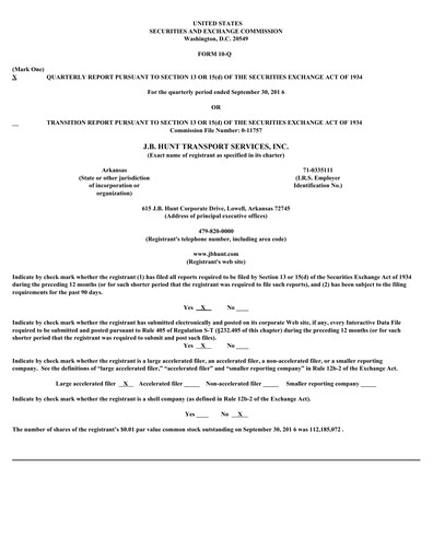 Vorschaubild J. B. Hunt
 Finanzmitteilung 2016-q3