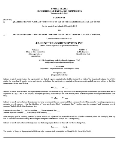 Thumbnail J. B. Hunt
 Financial Statement 2019-q1