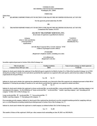 Vorschaubild J. B. Hunt
 Finanzmitteilung 2021-q2