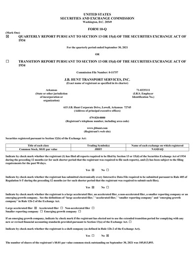 Vorschaubild J. B. Hunt
 Finanzmitteilung 2021-q3