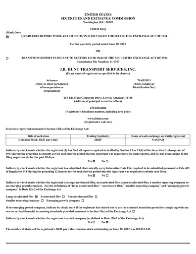 Vorschaubild J. B. Hunt
 Finanzmitteilung 2022-q2