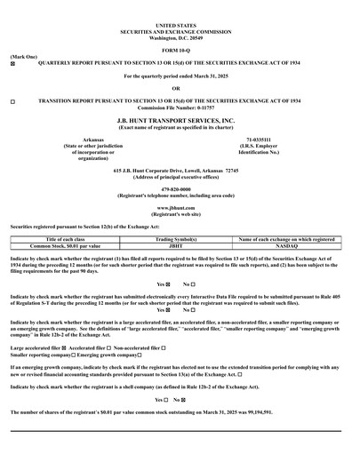 Vorschaubild J. B. Hunt
 Finanzmitteilung 2025-q1