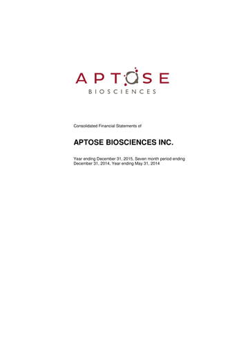 Thumbnail Aptose Biosciences Financial Statement 2015