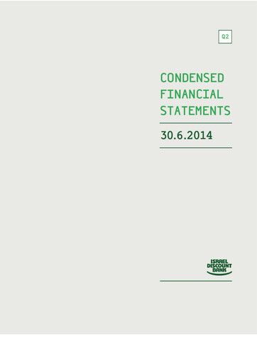 Thumbnail Israel Discount Bank
 Financial Statement 2014-h1