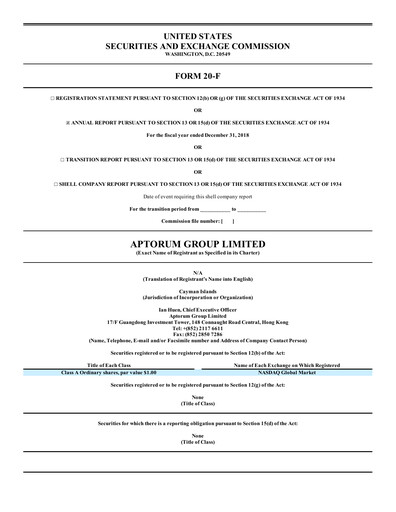 Thumbnail Aptorum Group
 Annual Report 2018