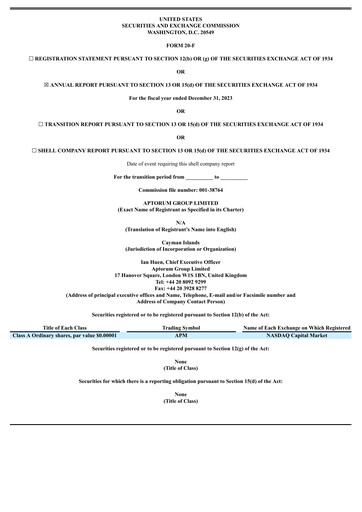 Thumbnail Aptorum Group
 Annual Report 2023