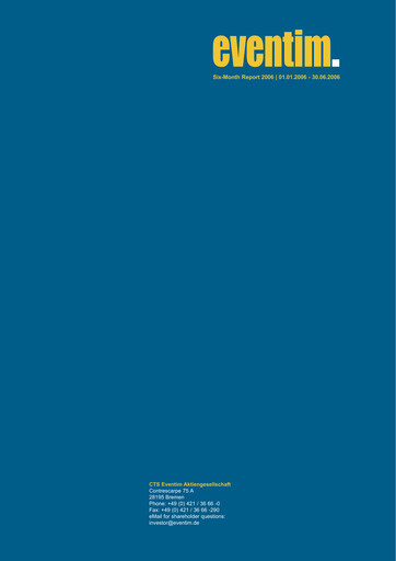 Thumbnail CTS Eventim
 Financial Report 2006-h1